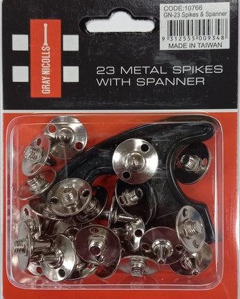 Metal Shoe Spikes packet of 23 with Spanner